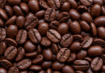 Close Up Coffee Bean Texture Dark Roasted Background Beverage