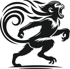 Silhouette of a running monkey vector