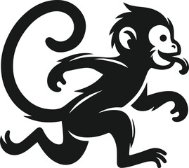 Silhouette of a running monkey vector