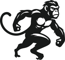 Silhouette of a running monkey vector