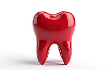 Fototapeta premium Intensely red, swollen molar tooth isolated on white , detail, toothache, root canal