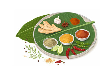 A various spices in bowls powder isolated on white background 