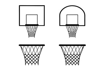 set of Basketball hoop silhouette vector illustration