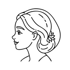 beautiful profile of young woman icon,
