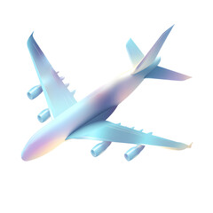 Modern Airliner Airplane in Flight Iridescent Pastel Colors