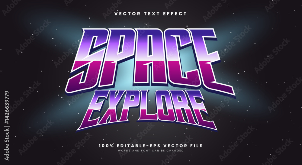 Fototapete space explore 3d editable text effect outer space style template