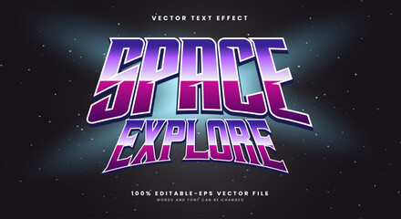 Space Explore 3D editable text effect outer space style template