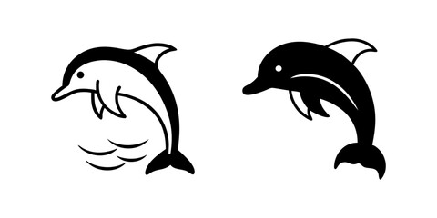 Set of vector dolphin icons for ocean or wildlife projects. Scalable and editable for posters educational materials or marine themed designs.