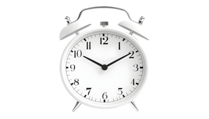 White alarm clock showing a specific time