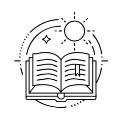 book and sun logo icon, book and sun logo vector illustration-simple illustration of book and sun logo, perfect for book and sun logo logos and icons