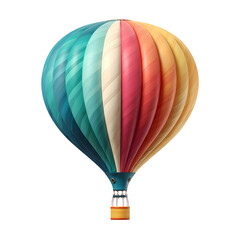 Fototapeta premium Colorful Striped Hot Air Balloon Isolated on Transparent Background