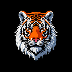 tiger head vector on black ba...