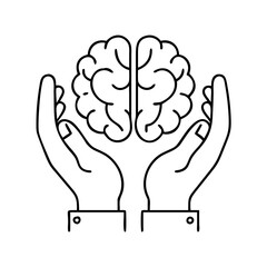 brain in hands icon, brain in hands vector illustration-simple illustration of brain in hands, perfect for brain in hands logos and icons