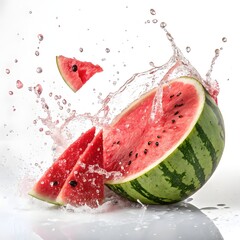 Dynamic watermelon explosion with juicy splash and bold summer vibes