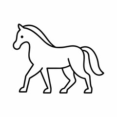 Obraz premium Minimalist line icon of a horse walking sideways in liberty work, symbolizing control and trust in advanced groundwork.