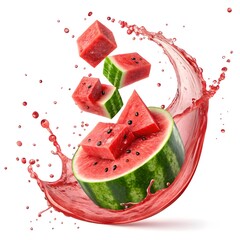 Dynamic watermelon explosion with juicy splash and bold summer vibes