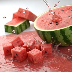 Dynamic watermelon explosion with juicy splash and bold summer vibes