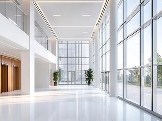 Fototapeta premium Floortoceiling stainless steel pivot windows with frameless hinges, soft light reflection, and modern luxury