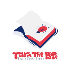 Back to school template design with illustration of an open book on the first page