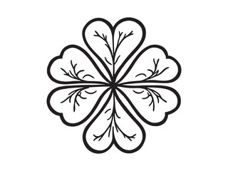 Clover leaf line art intricate design