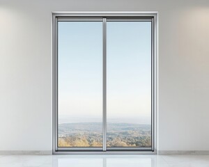 Fototapeta premium Sleek stainless steelframed window with ultrathin borders, seamless glass panels, and a minimalist modern aesthetic