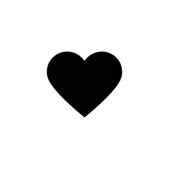 A solid black heart floats against a stark white backdrop