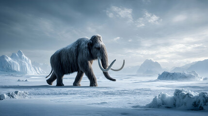 Obraz premium mammoth walking on snow field