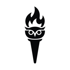 Elegant Owl Torch Symbol – Ideal for School or Library Branding, Modern Owl Torch Design for Education and Inspiration Themes