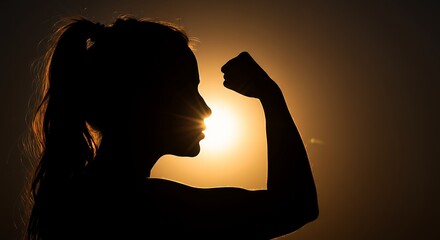 Woman Flexing Arm in Sunlight