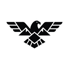 Mountain Eagle Logo Vector for Adventure and Outdoors, Bold Stylized Eagle with Mountain Silhouette Design.