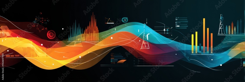 Aufkleber petroleum-themed infographic featuring flowing grid patterns and statistical charts to illustrate in