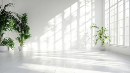 Fototapeta premium Serene indoor plant arrangement bright open space minimalist design natural light tranquil atmosphere