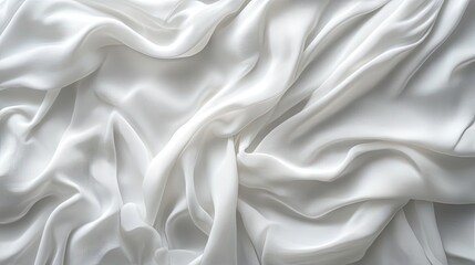 Obraz premium Flowing white silk fabric studio textile art minimalist top-down view elegant aesthetic