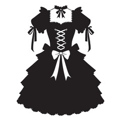 Dramatic Gothic Lolita Dress silhouette, perfect for gothic fashion – Gothic Lolita Dress illustration – Minimalist Gothic Lolita Dress vector – Ladies dress silhouette

