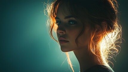 Naklejka premium Mysterious Backlit Portrait of a Woman