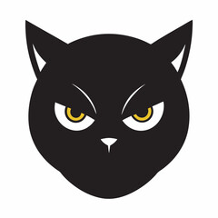 Angry cat eyes icon silhouette