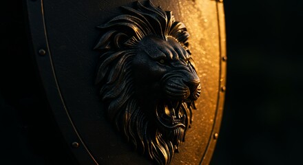 Lion Head Emblem on Shield