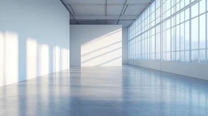 Spacious modern gallery space urban location interior photography minimalist environment bright view