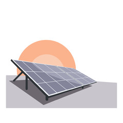 Solar panel with sunset background