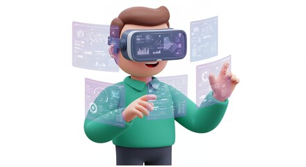 Cartoon character vr experience illustration