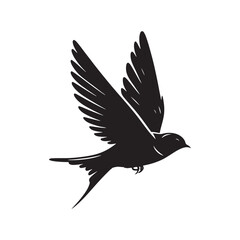 Common swift Bird Vector Silhouette - Common swift Design - Black and White Common swift Illustration.