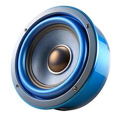 Futuristic blue music speaker isolated on white background