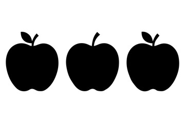 Simple 3 set of Apple silhouette icon on White Background
