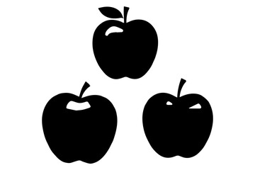 Simple 3 set of Apple silhouette icon on White Background
