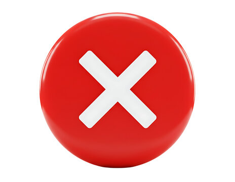 Red cross mark symbol close icon cancel button delete error sign design isolated on transparent background