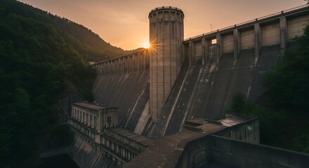 Dam at Sunset