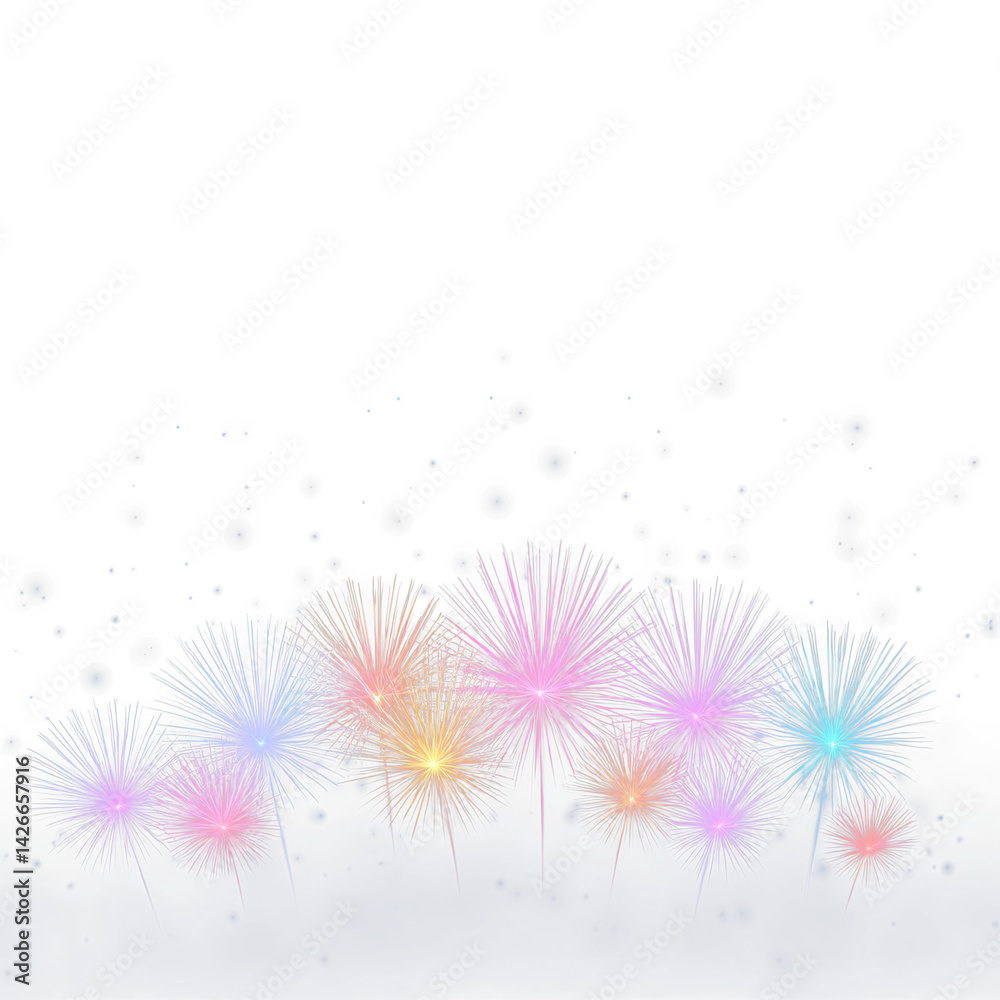 Poster colorful fireworks burst with glowing light on transparent background creating festive and joyful ce