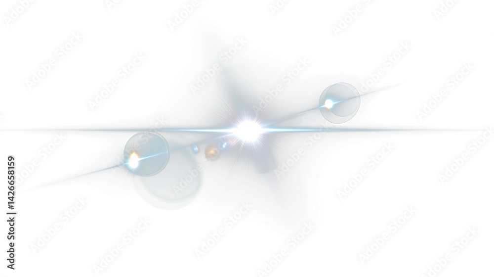 Fototapete bright transparent light flare with glowing effect and starburst on transparency background creates 