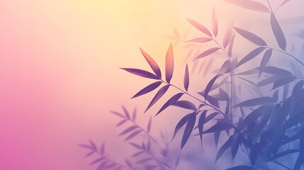 Sunset leaves with pastel background.