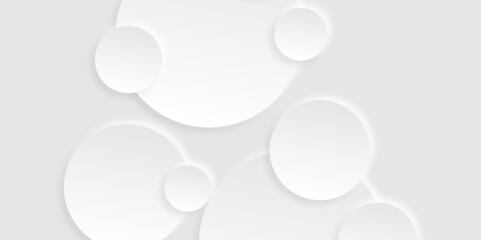 Abstract white background with 3D circles pattern, interesting white grey vector background.Futuristic abstract background. Glowing circle lines design.Suit for poster, banner, cover, presentation,etc